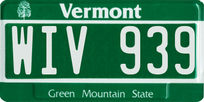 VT license plate WIV939