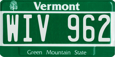 VT license plate WIV962