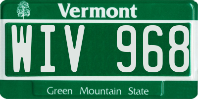 VT license plate WIV968