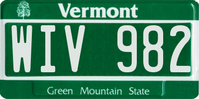 VT license plate WIV982