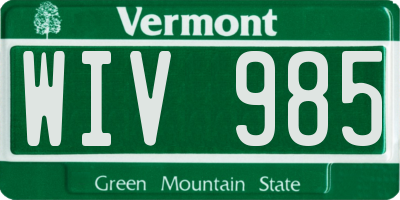 VT license plate WIV985