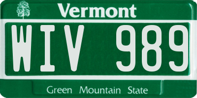 VT license plate WIV989