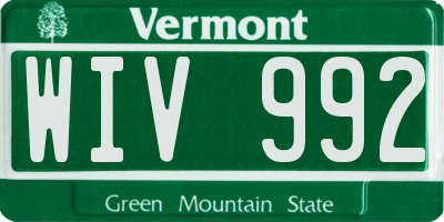 VT license plate WIV992