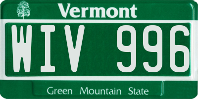 VT license plate WIV996