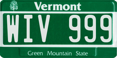VT license plate WIV999