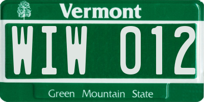 VT license plate WIW012