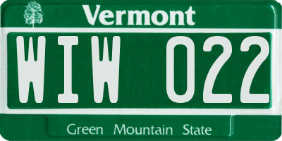 VT license plate WIW022