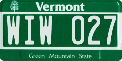 VT license plate WIW027