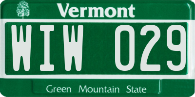 VT license plate WIW029