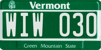 VT license plate WIW030