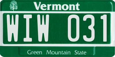 VT license plate WIW031