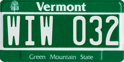 VT license plate WIW032