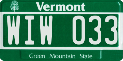 VT license plate WIW033