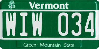 VT license plate WIW034