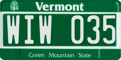 VT license plate WIW035
