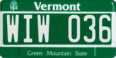 VT license plate WIW036