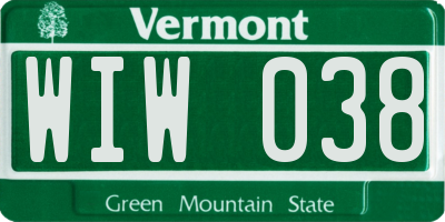 VT license plate WIW038