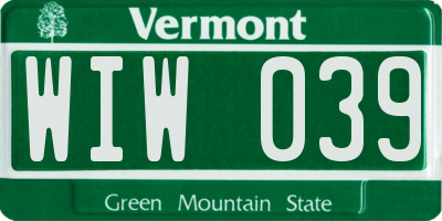 VT license plate WIW039
