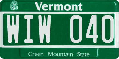 VT license plate WIW040