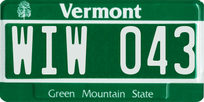 VT license plate WIW043