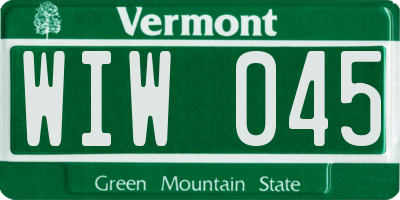 VT license plate WIW045