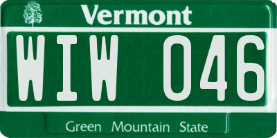 VT license plate WIW046