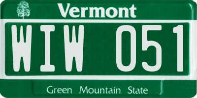 VT license plate WIW051