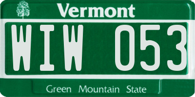 VT license plate WIW053