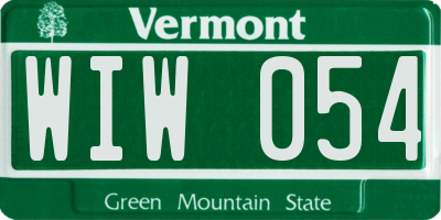 VT license plate WIW054