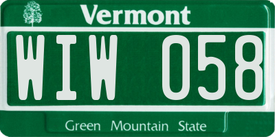VT license plate WIW058