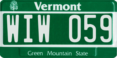 VT license plate WIW059