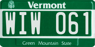 VT license plate WIW061