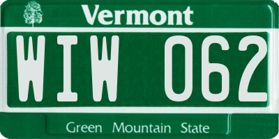 VT license plate WIW062
