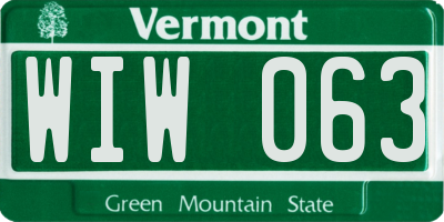 VT license plate WIW063