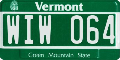 VT license plate WIW064