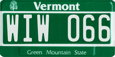 VT license plate WIW066