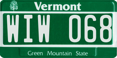 VT license plate WIW068