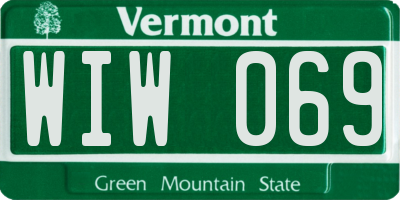 VT license plate WIW069