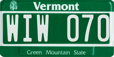 VT license plate WIW070