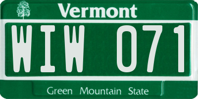VT license plate WIW071