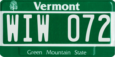 VT license plate WIW072