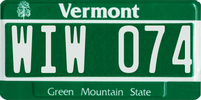VT license plate WIW074