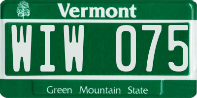 VT license plate WIW075