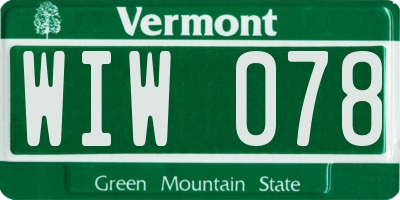 VT license plate WIW078