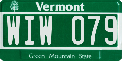 VT license plate WIW079