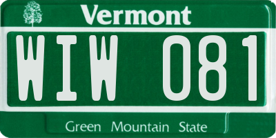 VT license plate WIW081