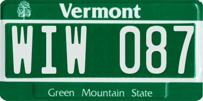 VT license plate WIW087