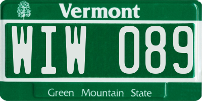 VT license plate WIW089
