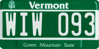 VT license plate WIW093