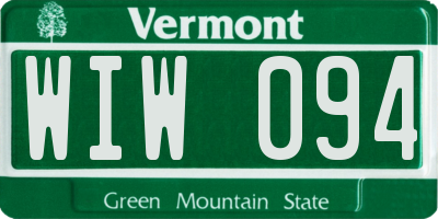 VT license plate WIW094